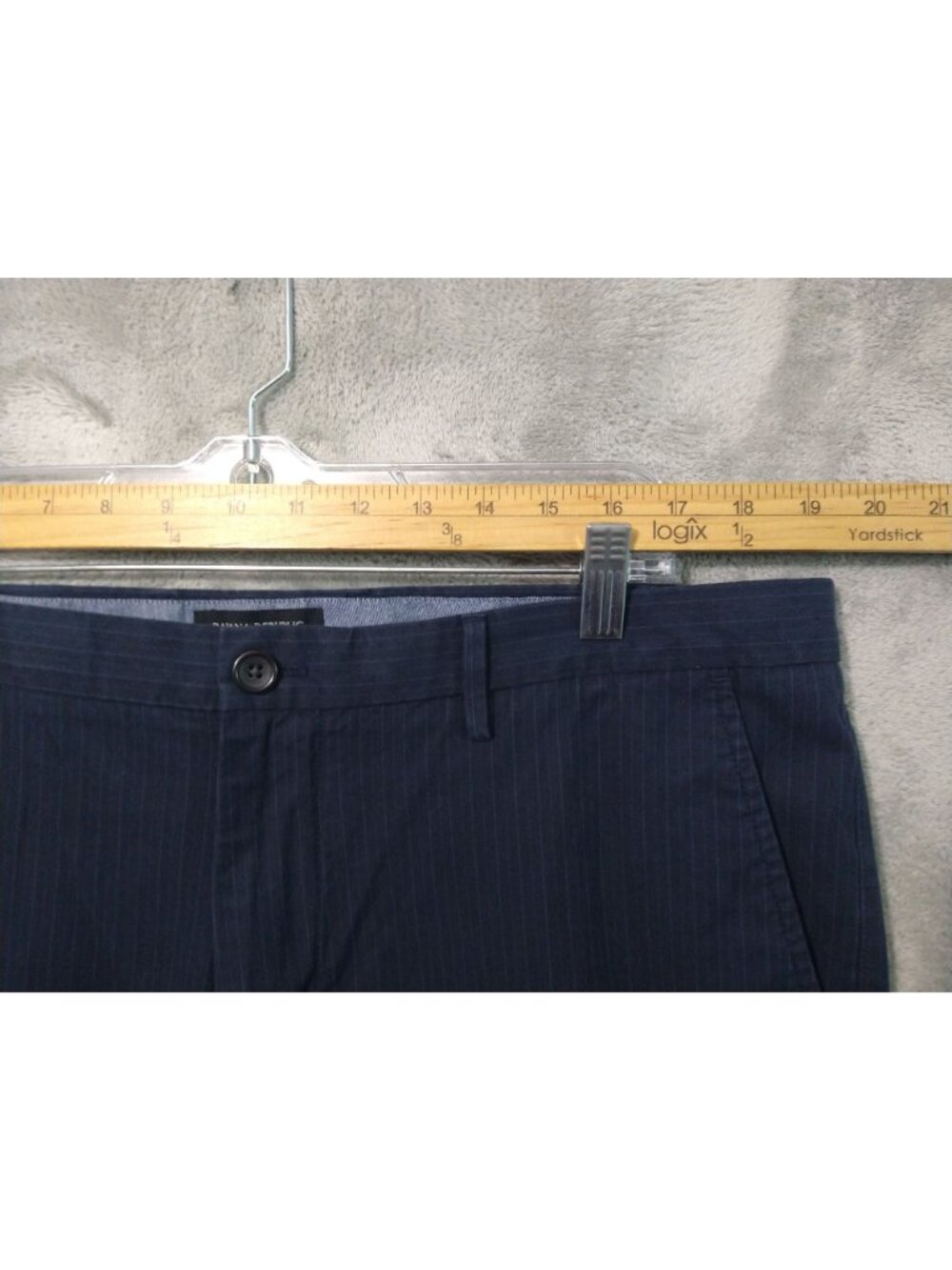 Banana Republic Pants Mens 38x32 Blue Striped Chino Kentfield Flat Front Cotton - Picture 3 of 10